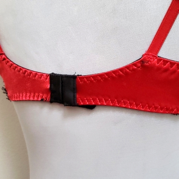 Bra & (2) Panty Set Sizes 38C/1x Red & Blk Lace By Delicates - Picture 12 of 17